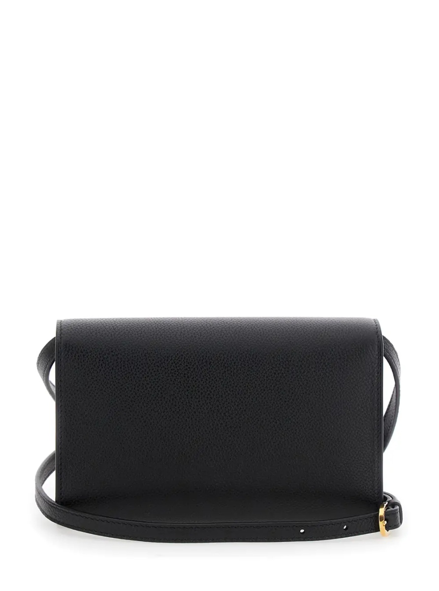 Geanta de umar Shoulder Bag 'Symmetry' with Clasp in Grained Black Leather for Women - Img 2
