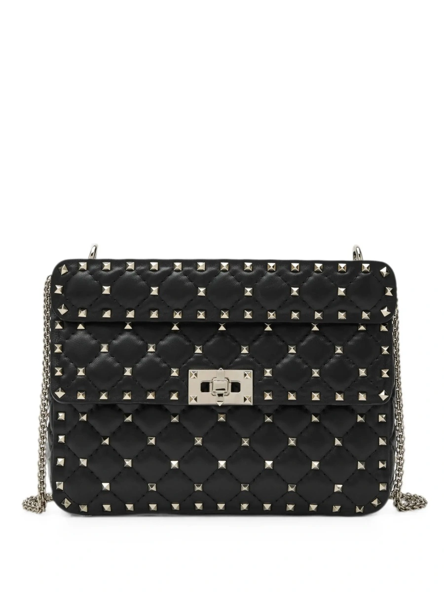 Geanta de umar 'Spike Medium' black Crossbody bag with all-over applied Rockstud in leather for women - Img 8