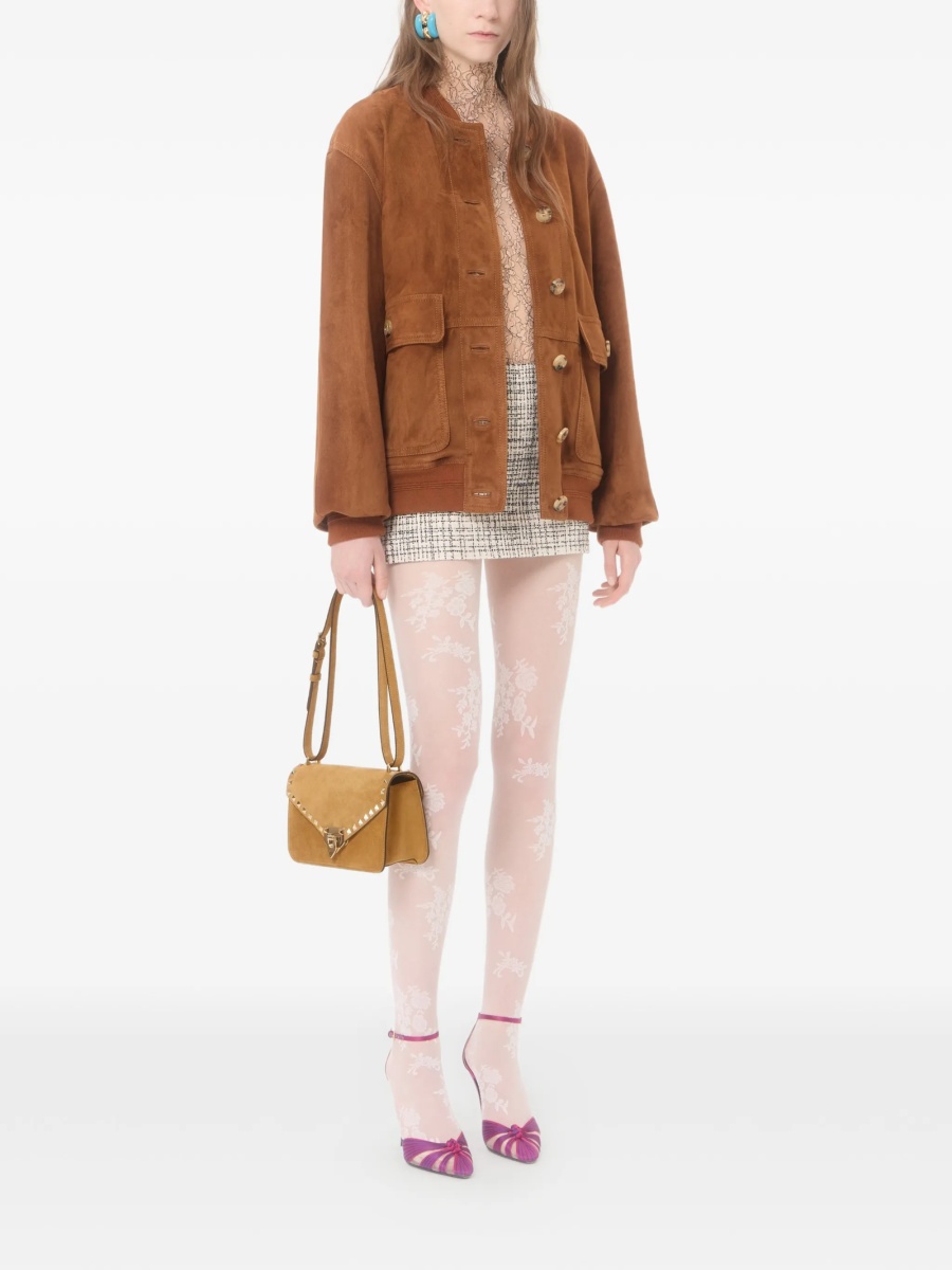 Geanta de umar Valentino Garavani Rockstud neutra din piele intoarsa - Img 2