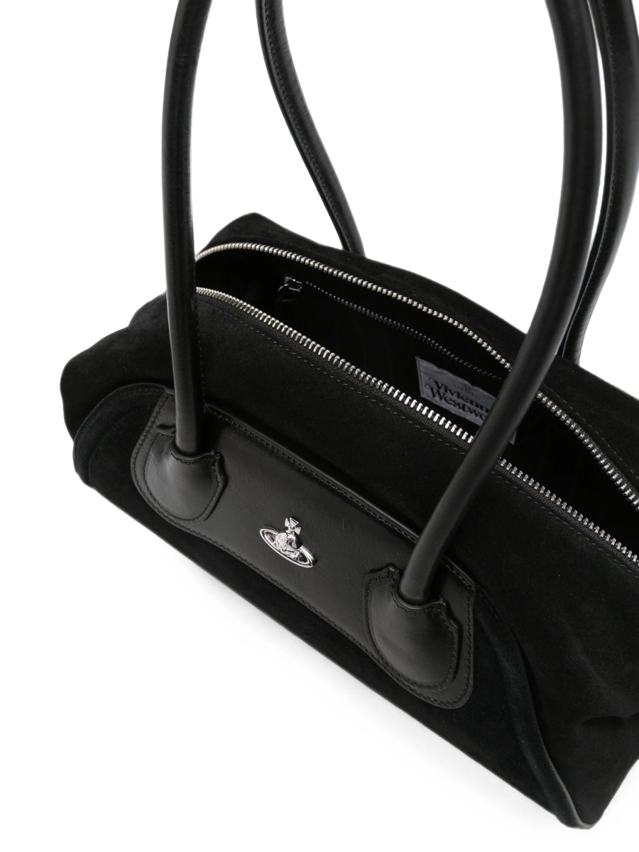 Geanta de umar Vivienne Westwood neagra din piele intoarsa - Img 5