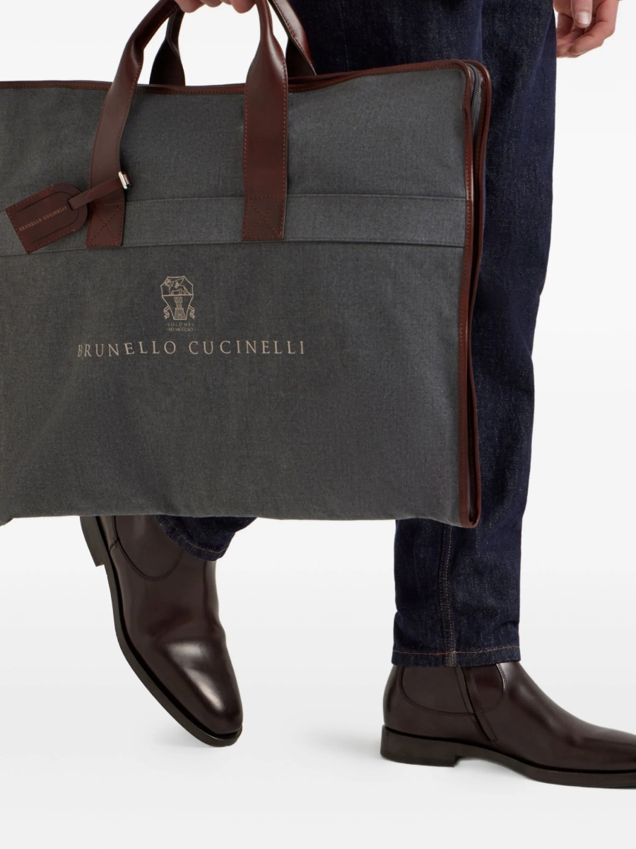 Geanta de voiaj Brunello Cucinelli gri din vascoza si polyester - Img 2