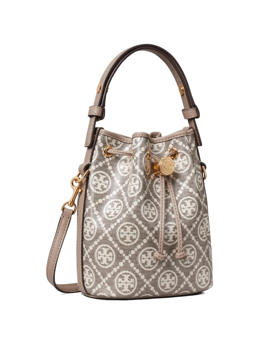Geanta mini Tory Burch gri din bumbac - Img 5