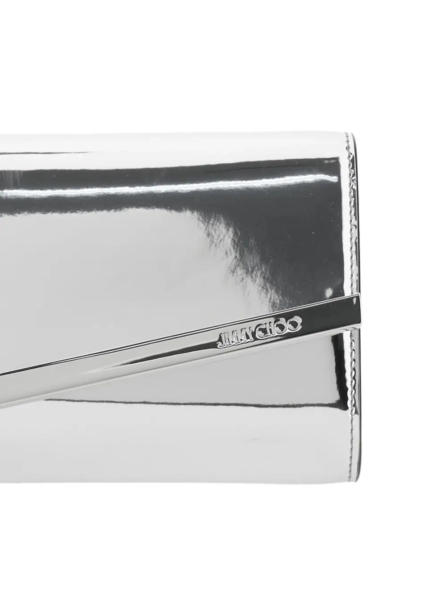Geanta plic Jimmy Choo gri din piele si material textil - Img 3