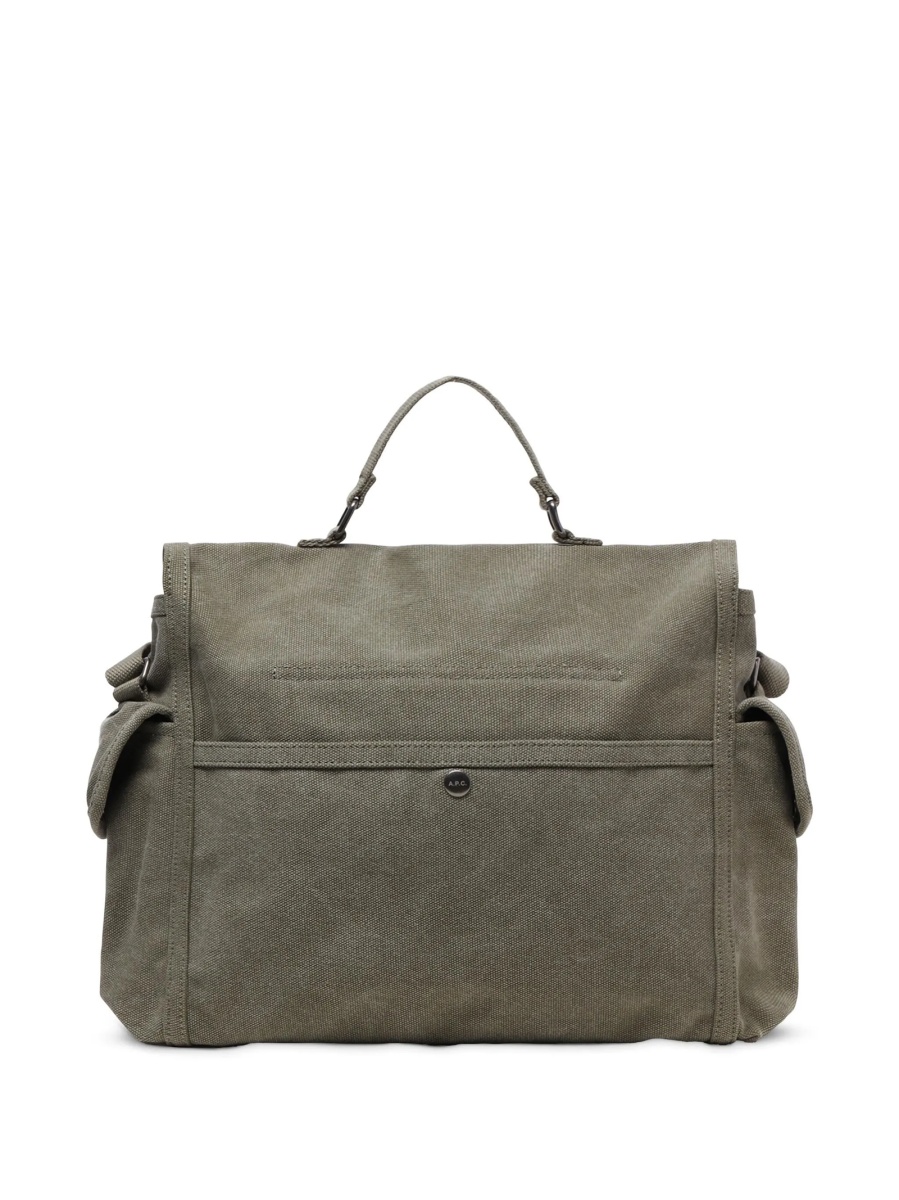 Geanta tip postas A.P.C. verde din bumbac - Img 3