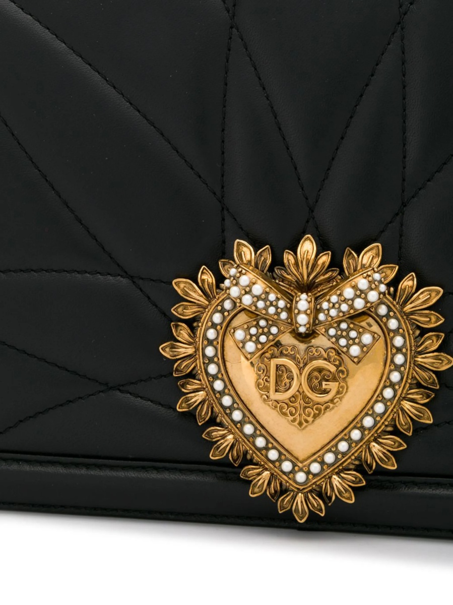 Geanta tip postas Dolce &amp; Gabbana Devotion neagra din piele - Img 4