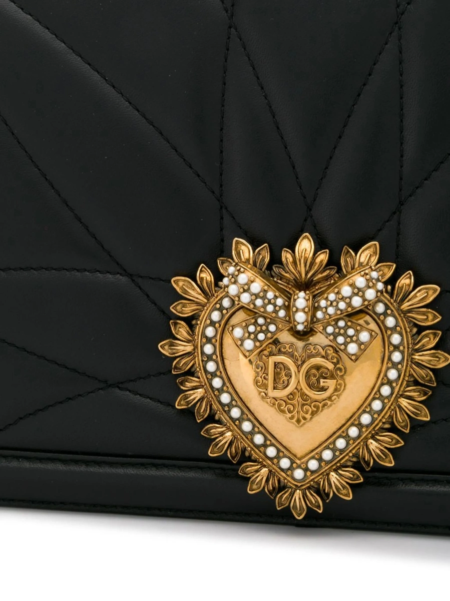 Geanta tip postas Dolce &amp; Gabbana Devotion neagra din piele - Img 4