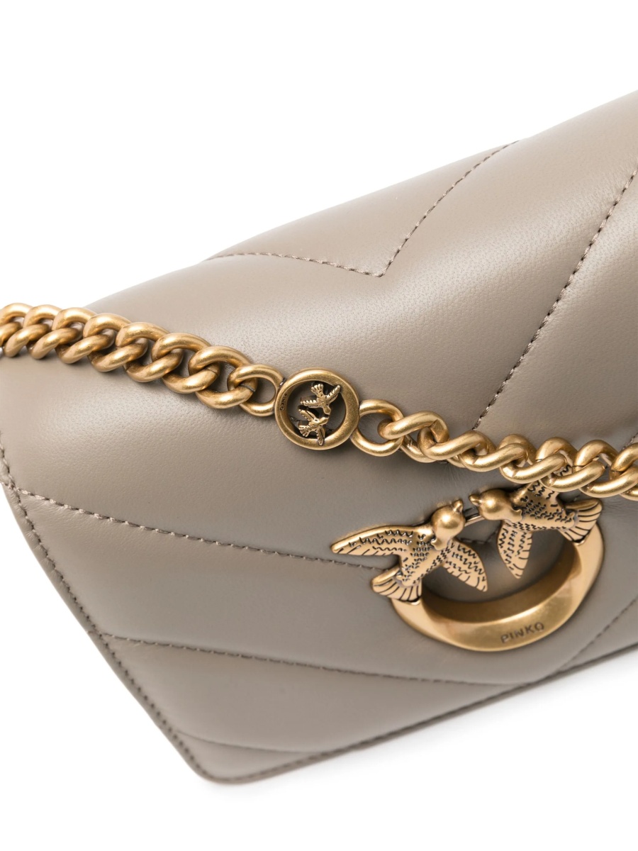 Geanta tip postas Pinko gri din piele - Img 4