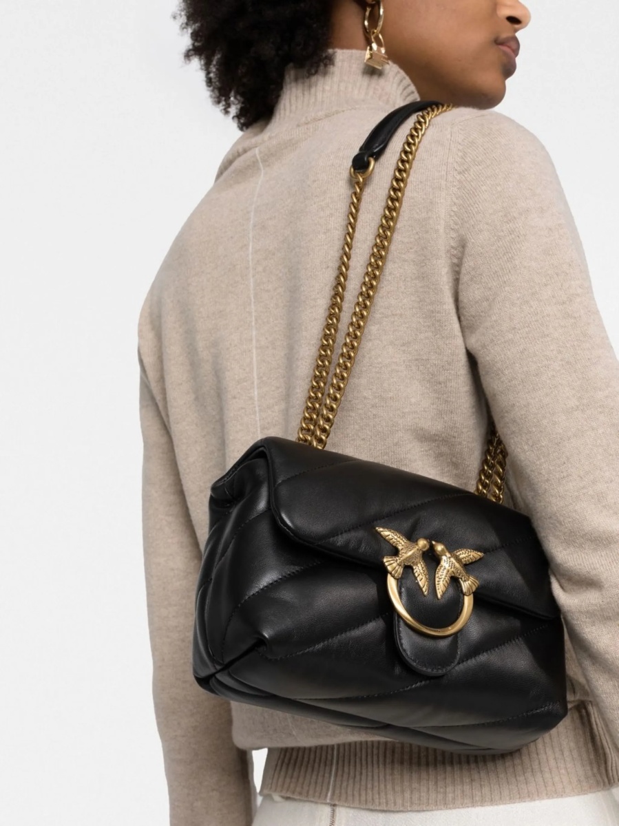 Geanta tip postas Pinko neagra din piele - Img 3