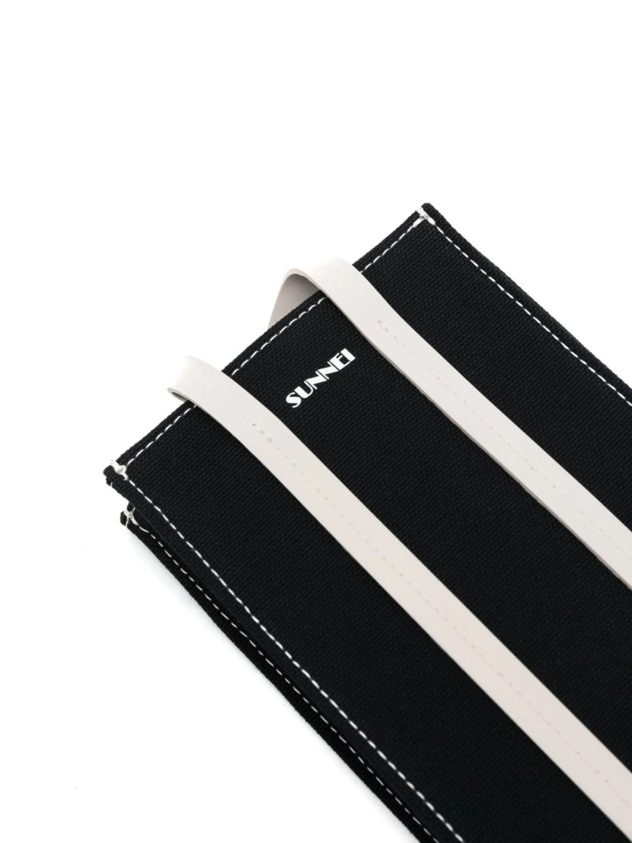 Geanta tip postas SUNNEI neagra din piele si material textil - Img 4