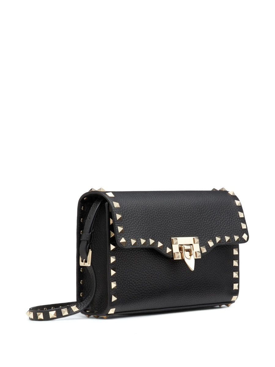Geanta tip postas Valentino Garavani Rockstud neagra din metal si piele - Img 4