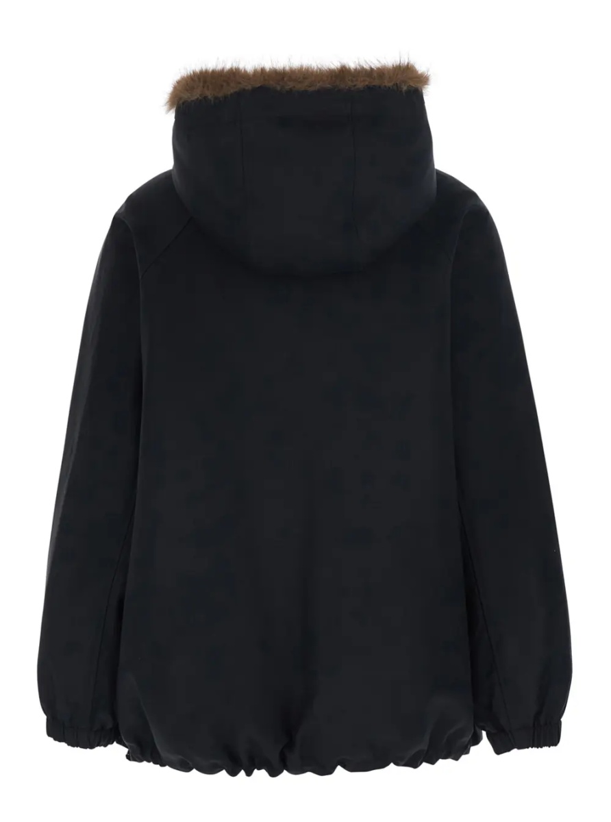 Geci Green Reversible parka with hood and two patch pockets on the front in cotton for women - Img 2