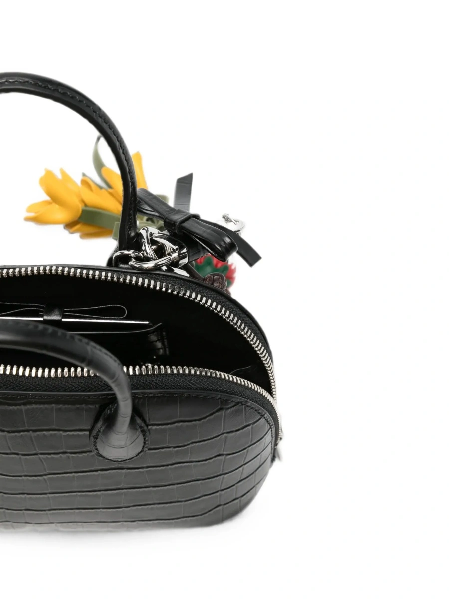 Genti Brown Mini Bag with Adjustable and Removable Shoulder Strap and Charm on the Front in Leather for Women - Img 7