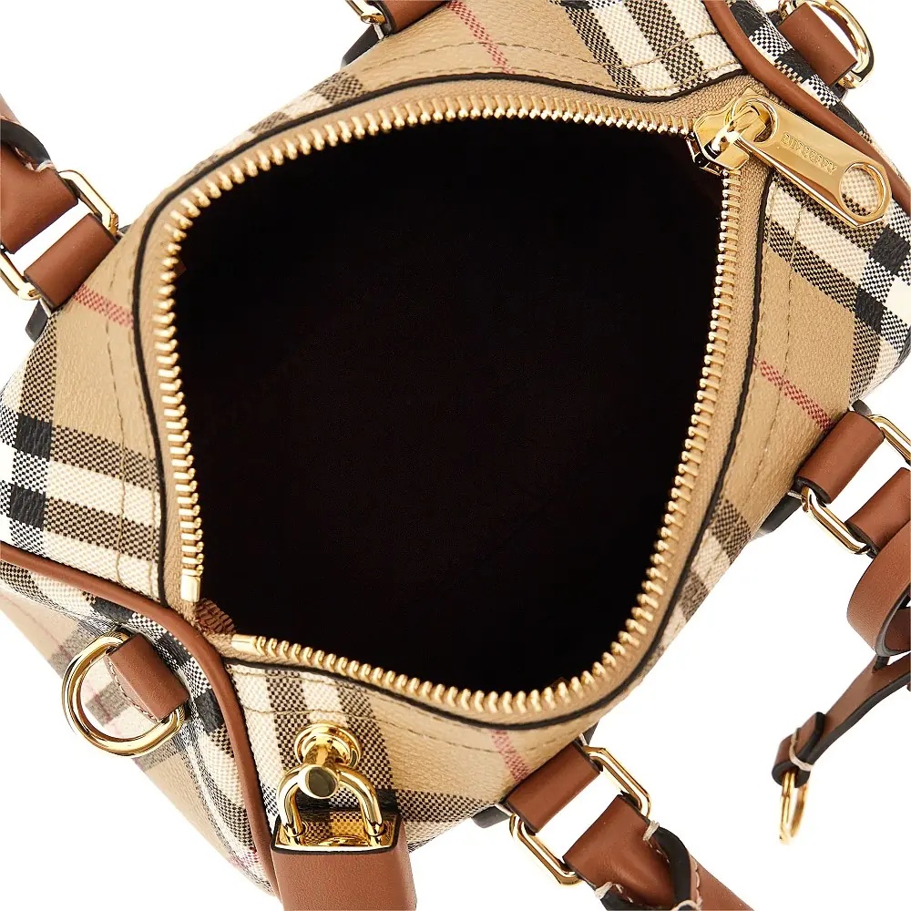 Genti Check coated canvas mini bowling bag - Img 3