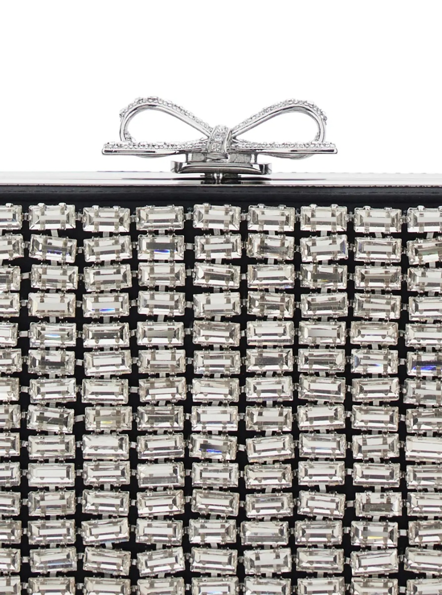 Genti Metallic mesh clutch bag with chain and silver metal details for women - Img 3