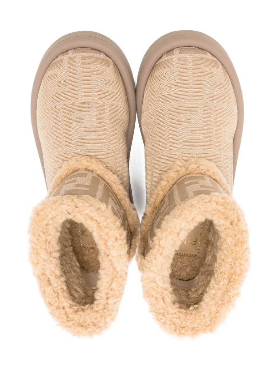 Ghete Fendi neutre din material textil si lana - Img 3