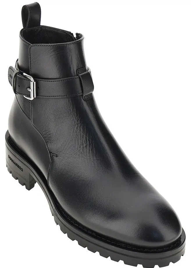 Ghete Leather boots with debossed logo - Img 2