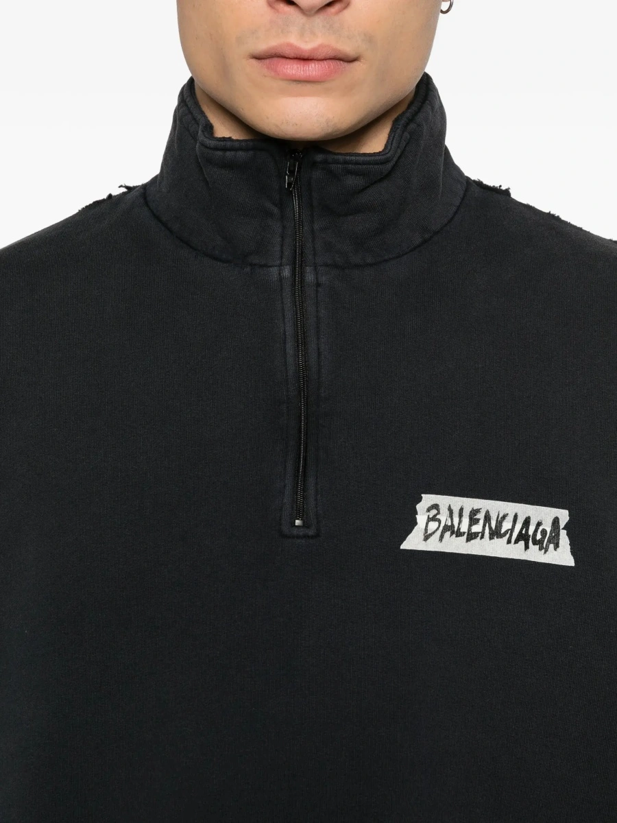 Hanorac Balenciaga negru din bumbac - Img 7