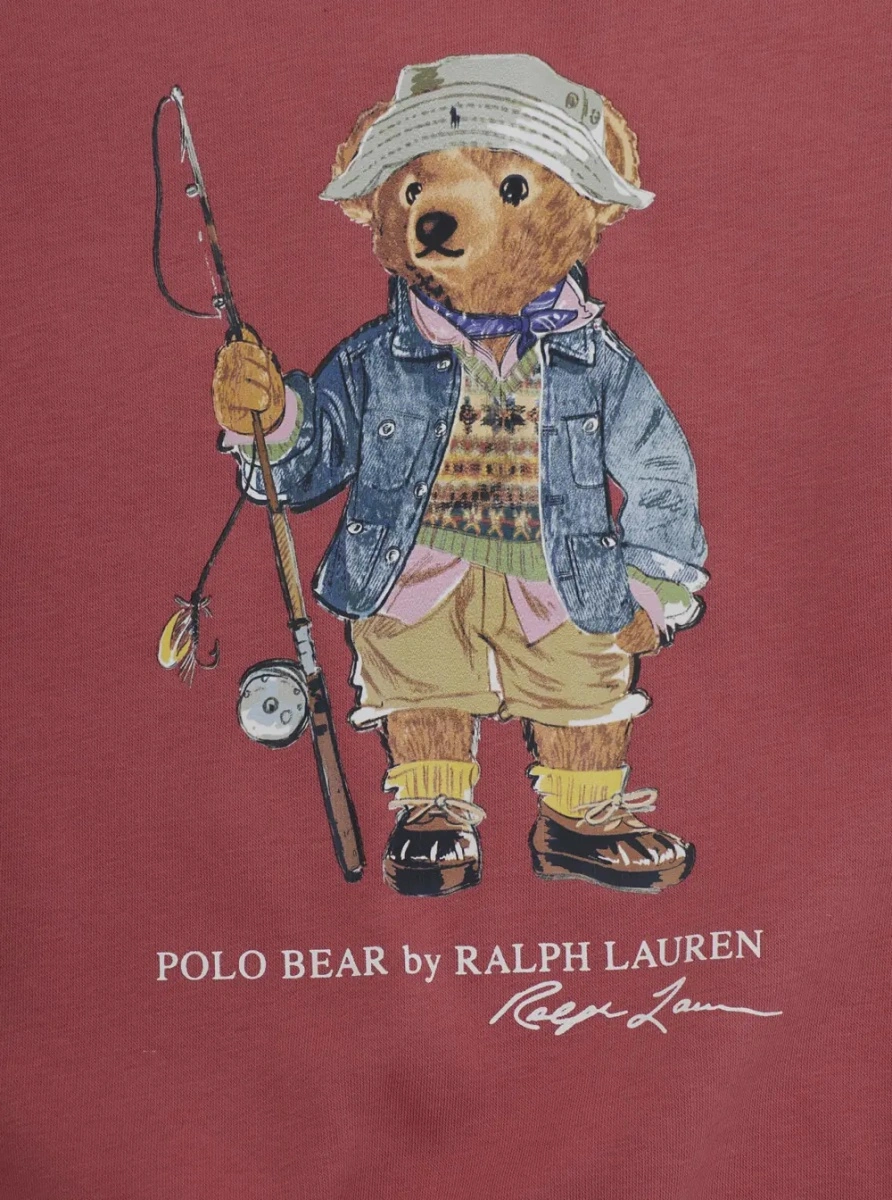 Hanorac Ralph Lauren rosu din bumbac cu logo pe piept - Img 3
