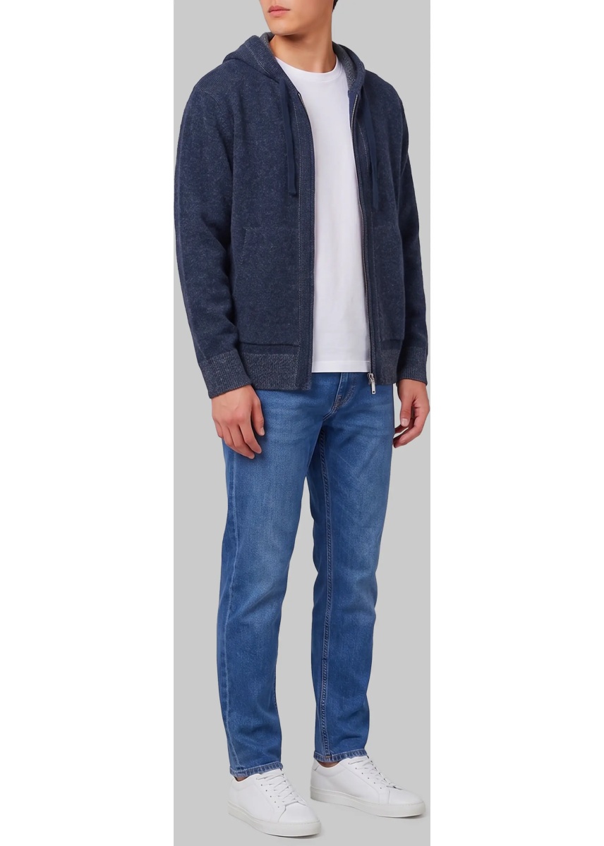Hanorace Merino Wool Zip Sweatshirt In Navy - Img 2
