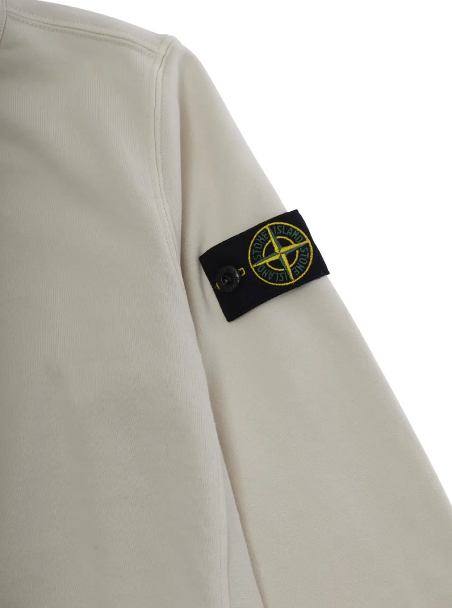 Hanorace White Sweatshirt with Round Neck and Logo Patch on Sleeve for Kids - Img 3