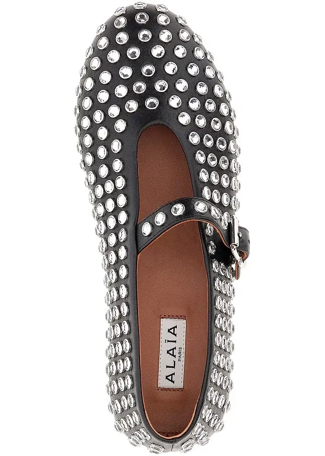 Incaltaminte Strass-embellished leather ballerinas - Img 4