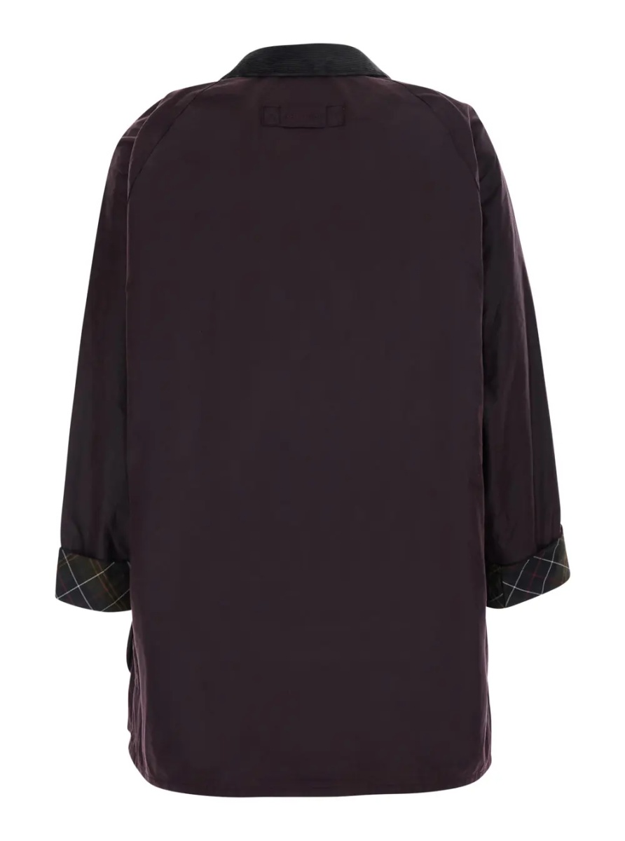 Jacheta 'Beaufort' Bordeaux Jacket with ribbed collar and cuffs with Check motif in cotton for men - Img 2