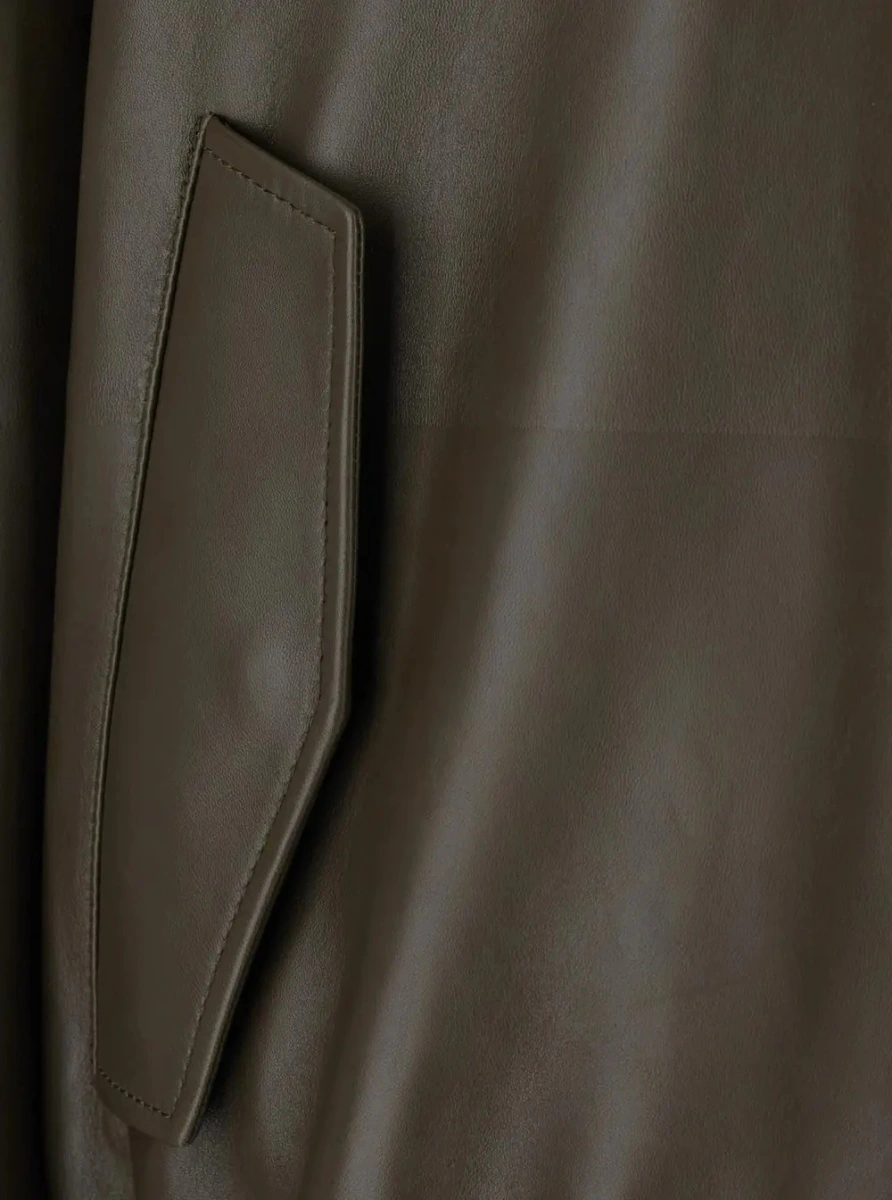 Jacheta Bottega Veneta verde din piele - Img 3