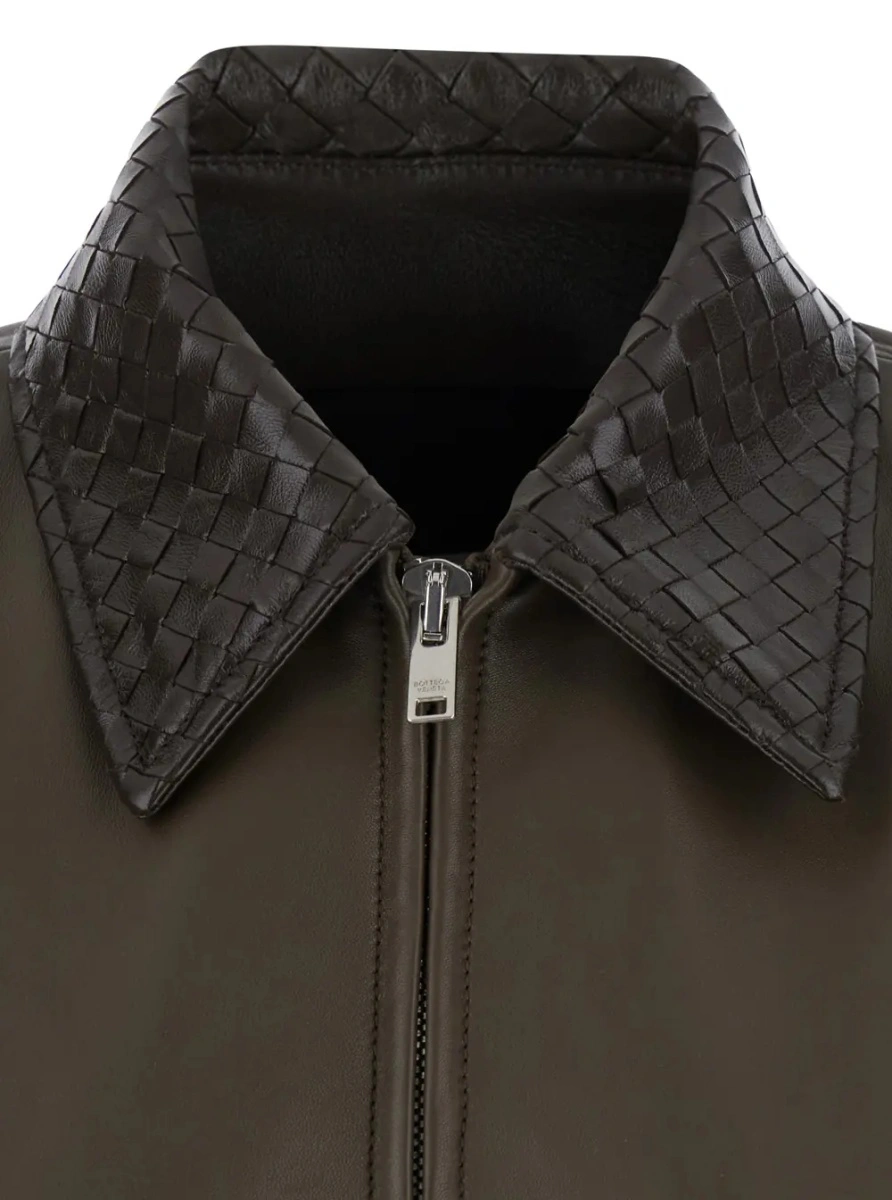 Jacheta Bottega Veneta verde din piele - Img 3