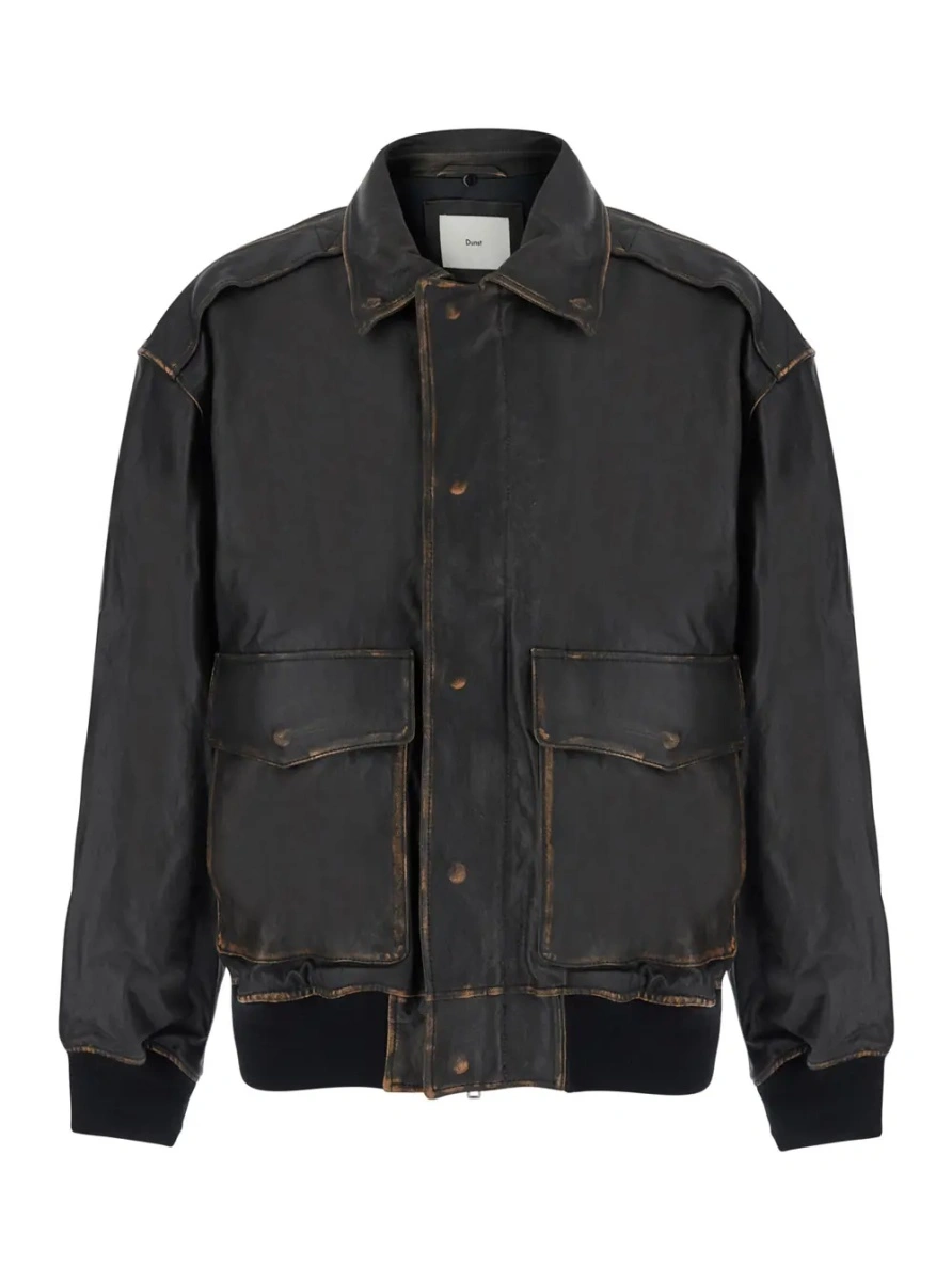 Jacheta DUNST neagra din piele si shearling - Img 4