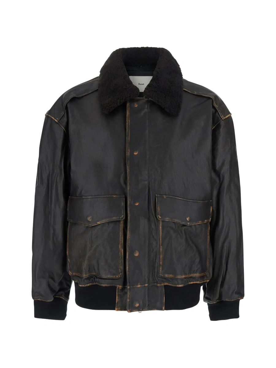 Jacheta DUNST neagra din piele si shearling - Img 8