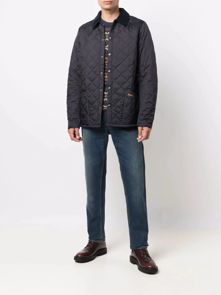 Jacheta Jacket 'Heritage Liddesdale' with Classic Ribbed Collar and Logo Lettering on the Front in Tech Fabric Blue Men - Img 4