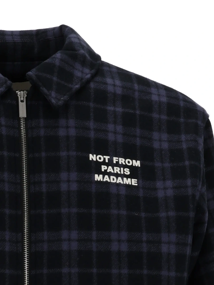 Jacheta NAVY Check Flannel Jacket With Slogan - Img 4