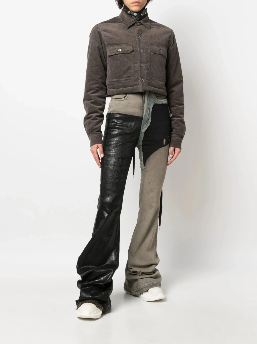 Jacheta Rick Owens gri din bumbac si elastan - Img 2