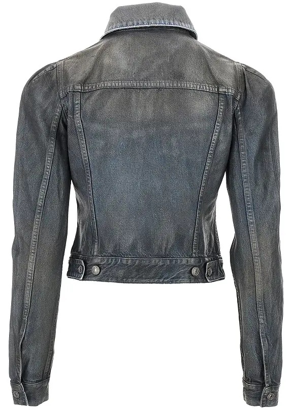Jacheta Waxed denim jacket with puff sleeves - Img 3