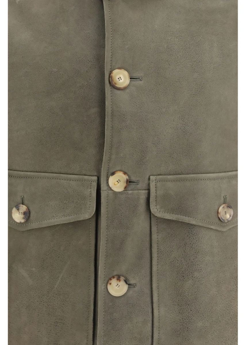 Jacheta Waxed shearling Jacket with shearling collar - Img 3