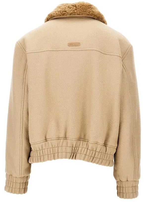Jacheta Wool bomber jacket with shearling collar - Img 3