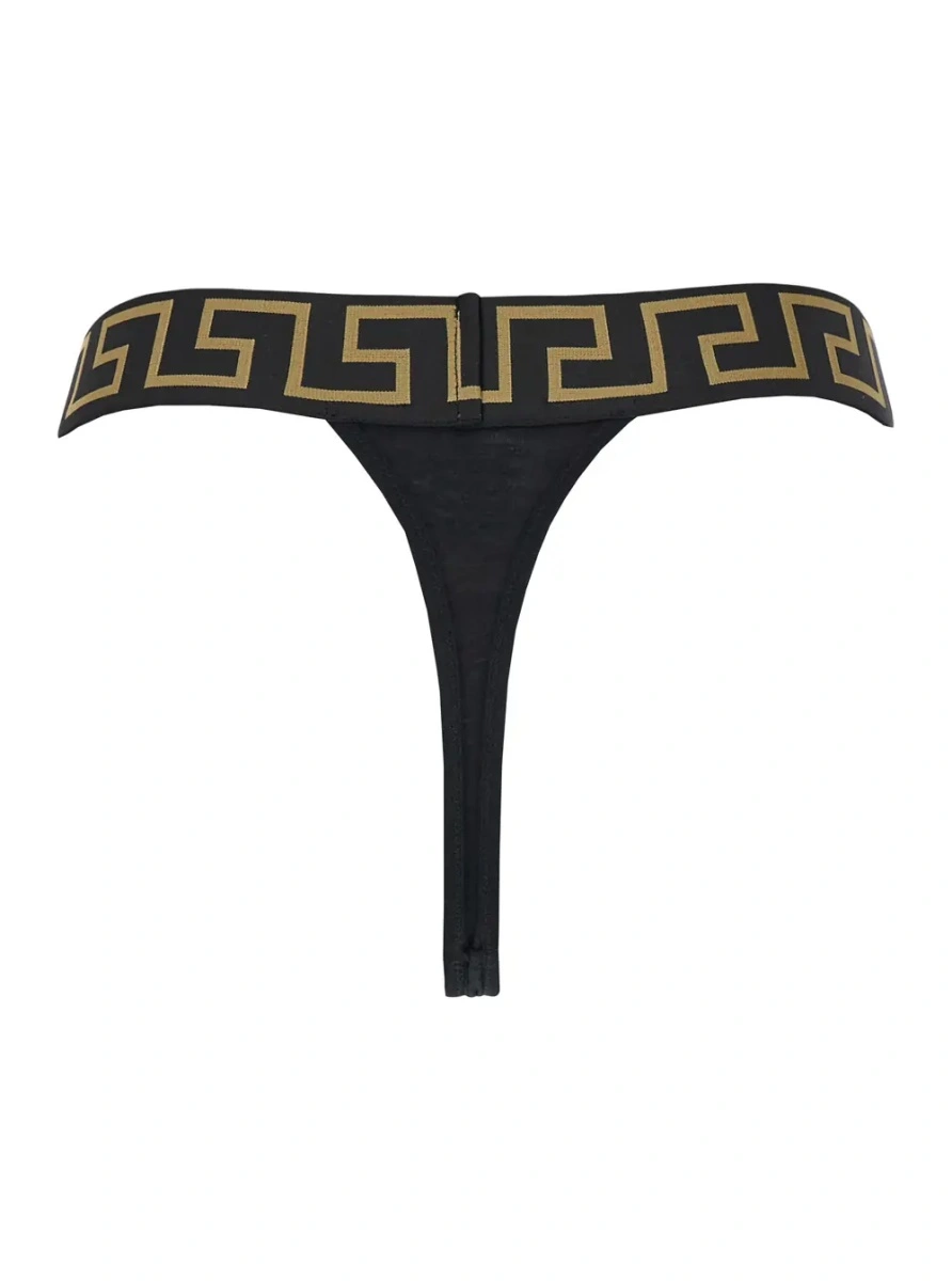Lenjerie intima Versace 'Greca' neagra din bumbac - Img 2