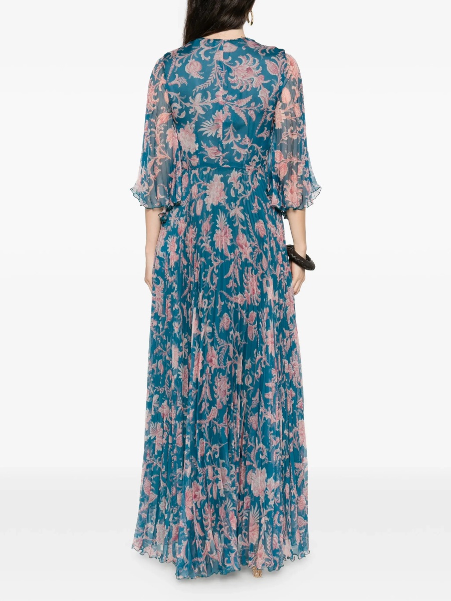 Maxi pleated Dress with flared sleeves - Img 4