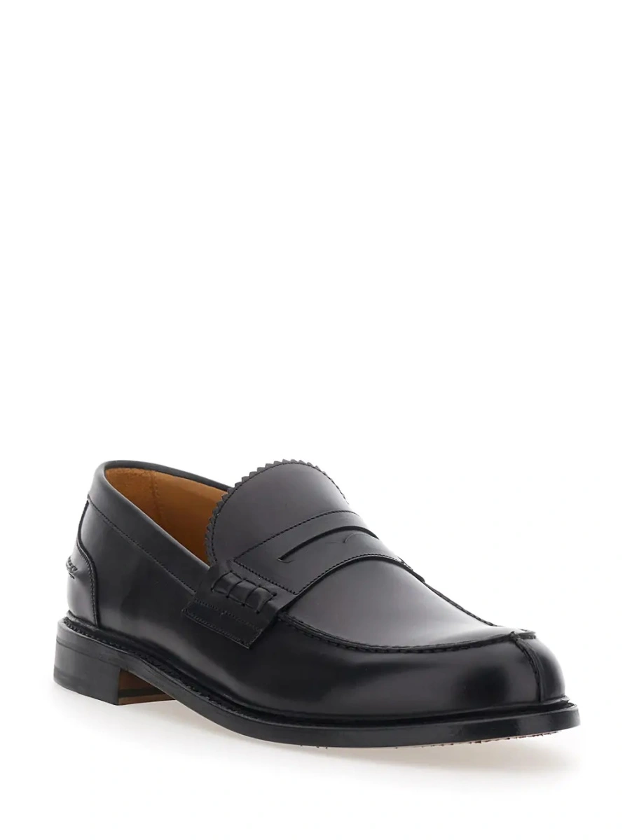 Mocasini Black Loafers with Almond Toe in Leather for Men - Img 2