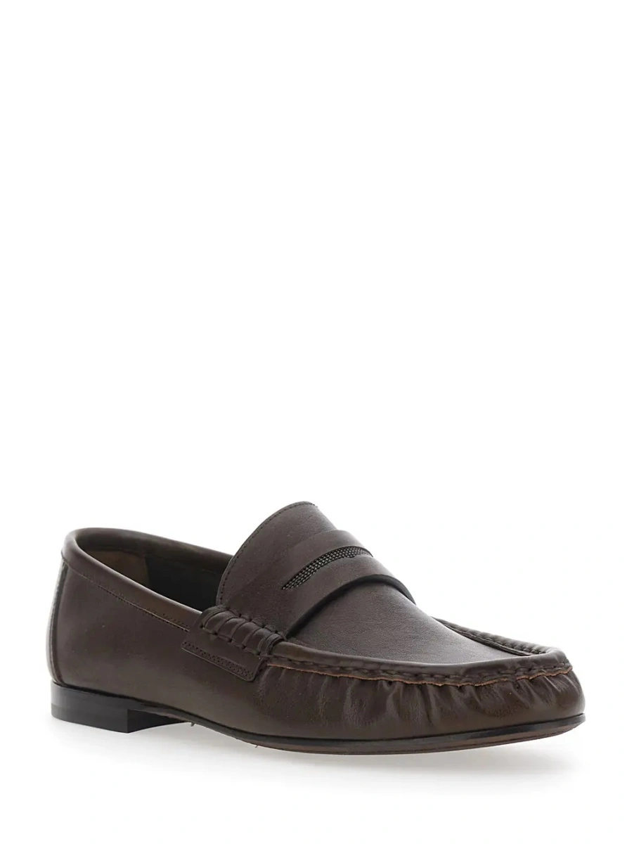 Mocasini Brunello Cucinelli maro din piele - Img 2
