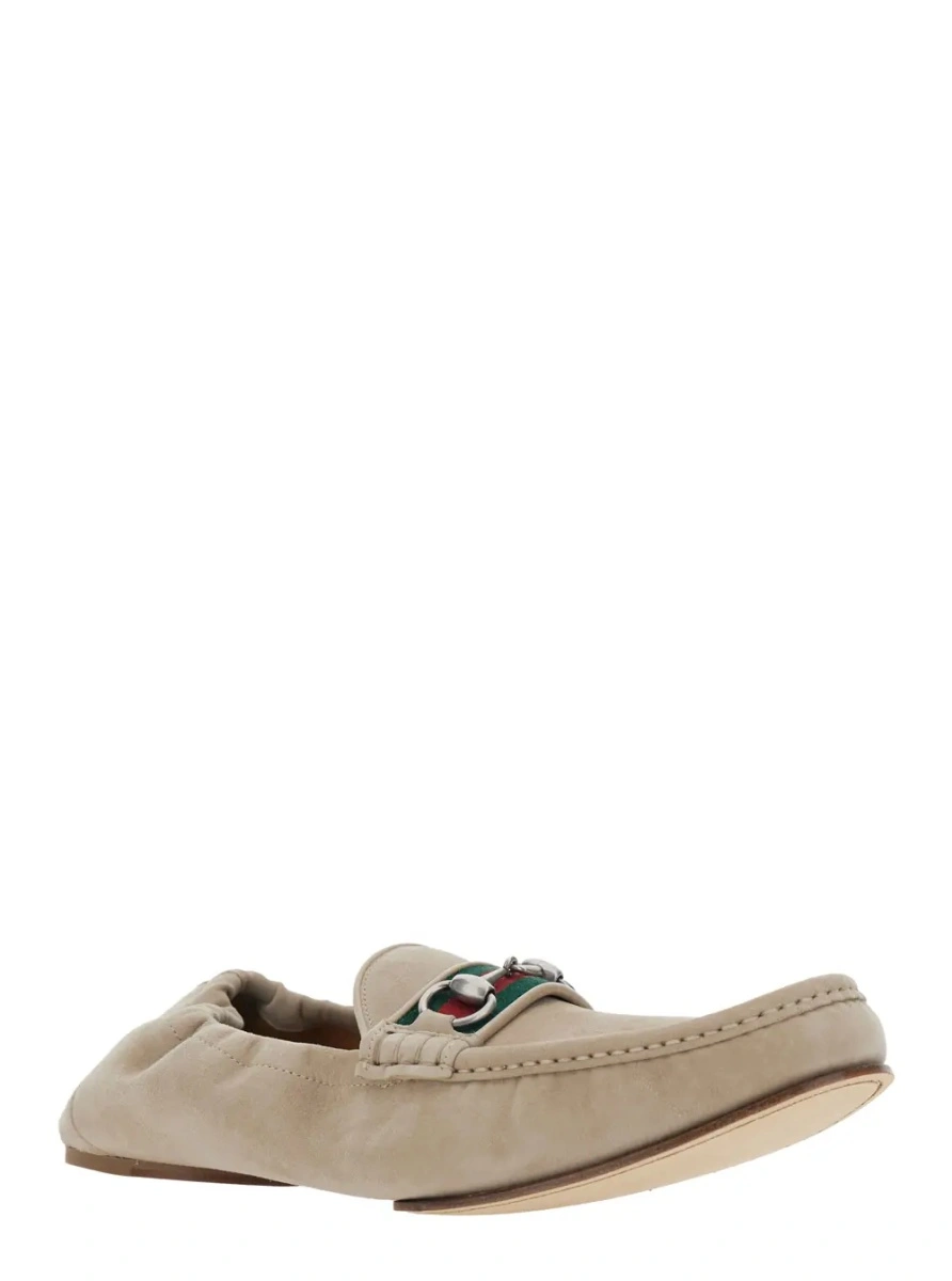 Mocasini Gucci bej din piele intoarsa - Img 2