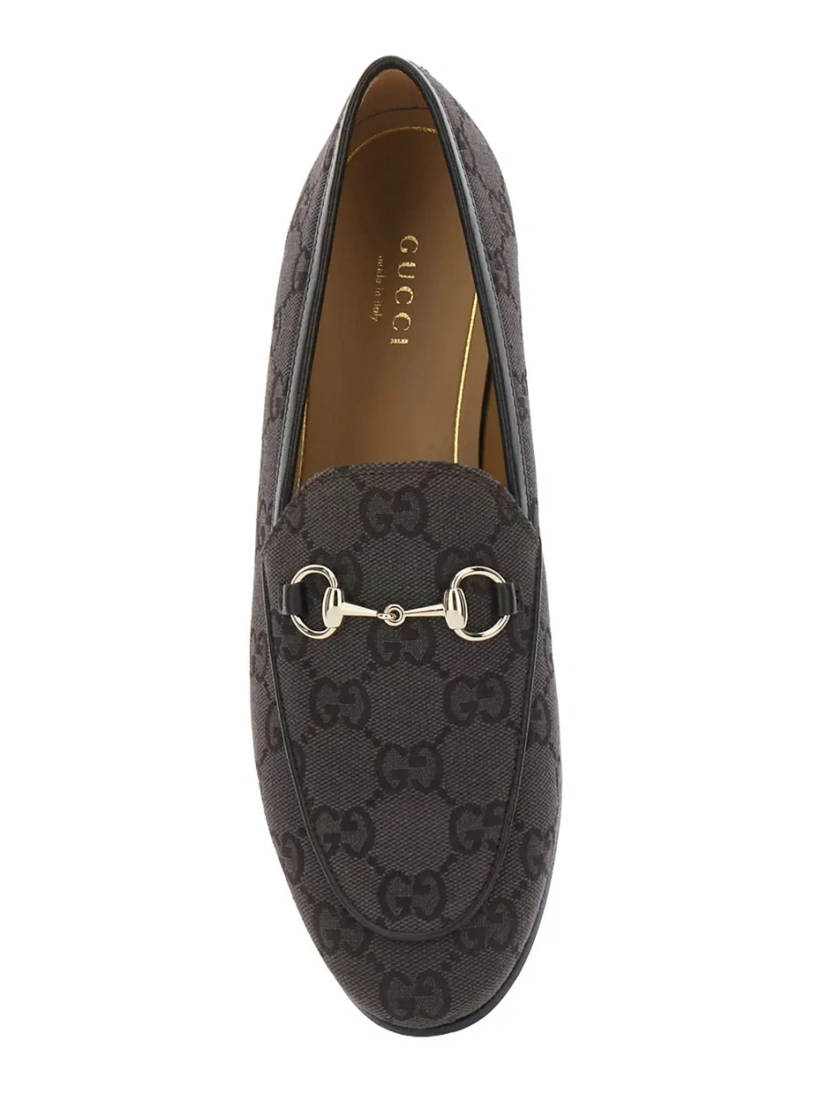 Mocasini 'Jordan' Brown Loafers with Horsebit on the Front in GG Canvas for Women - Img 4