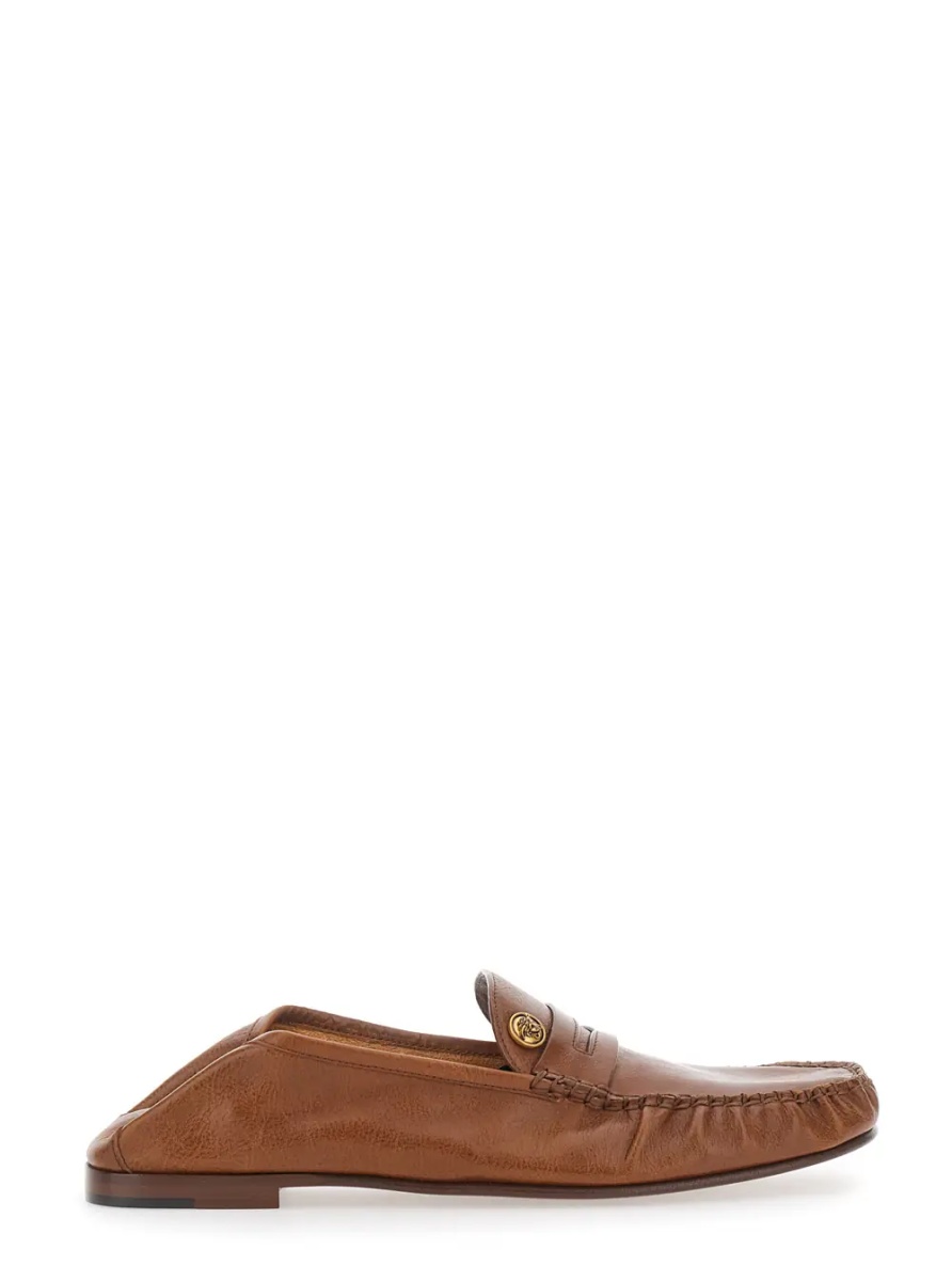 Mocasini Loafers 'LEAFER MEDUSA' Brown with Rounded Toe in Leather Men - Img 5