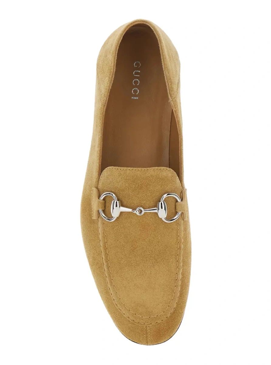Mocasini 'Pierre' Beige loafers with Horsebit plaque on the front in suede for women - Img 4