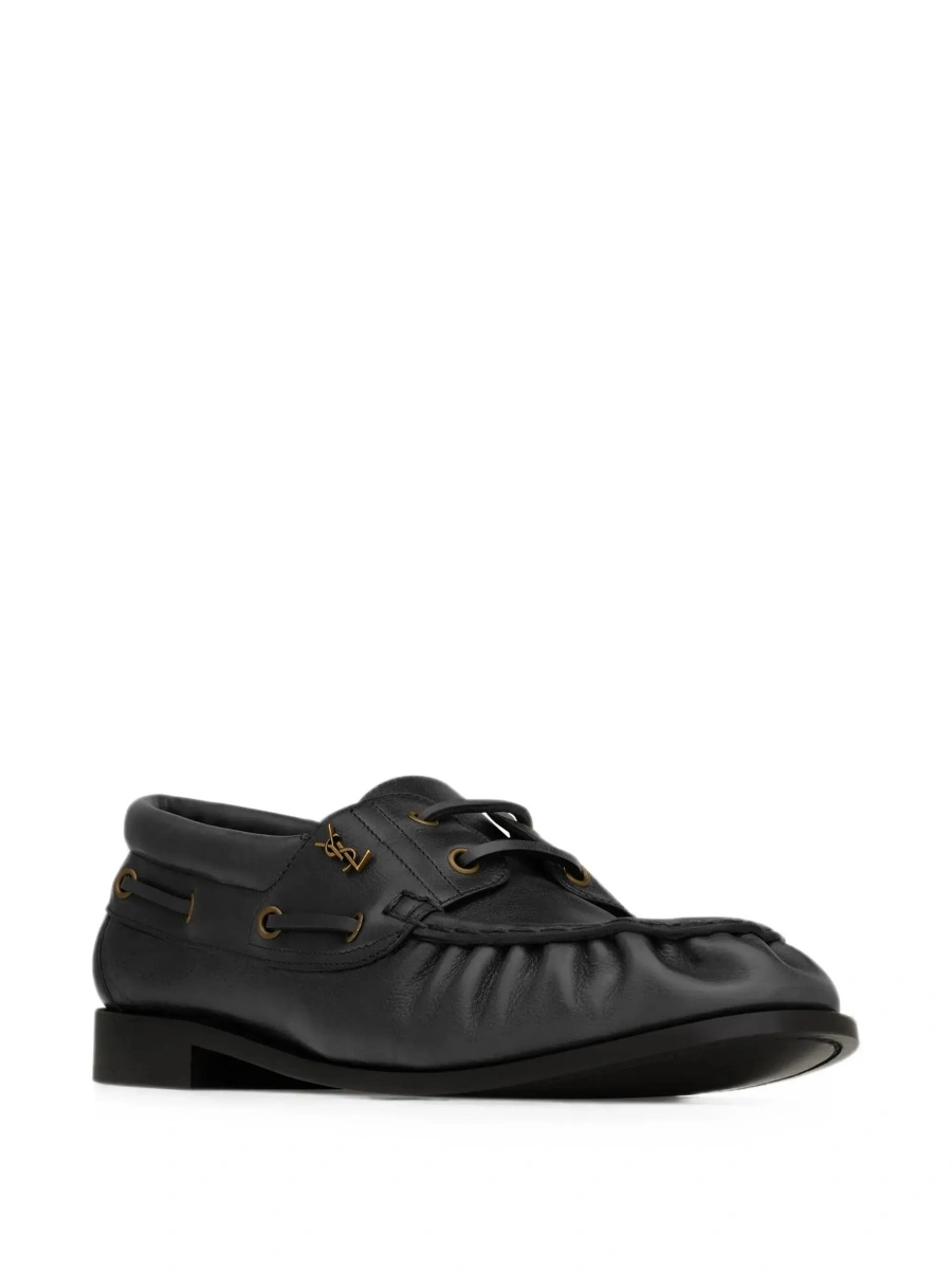 Mocasini Saint Laurent negri din piele 'Le Loafer Bateau' - Img 5