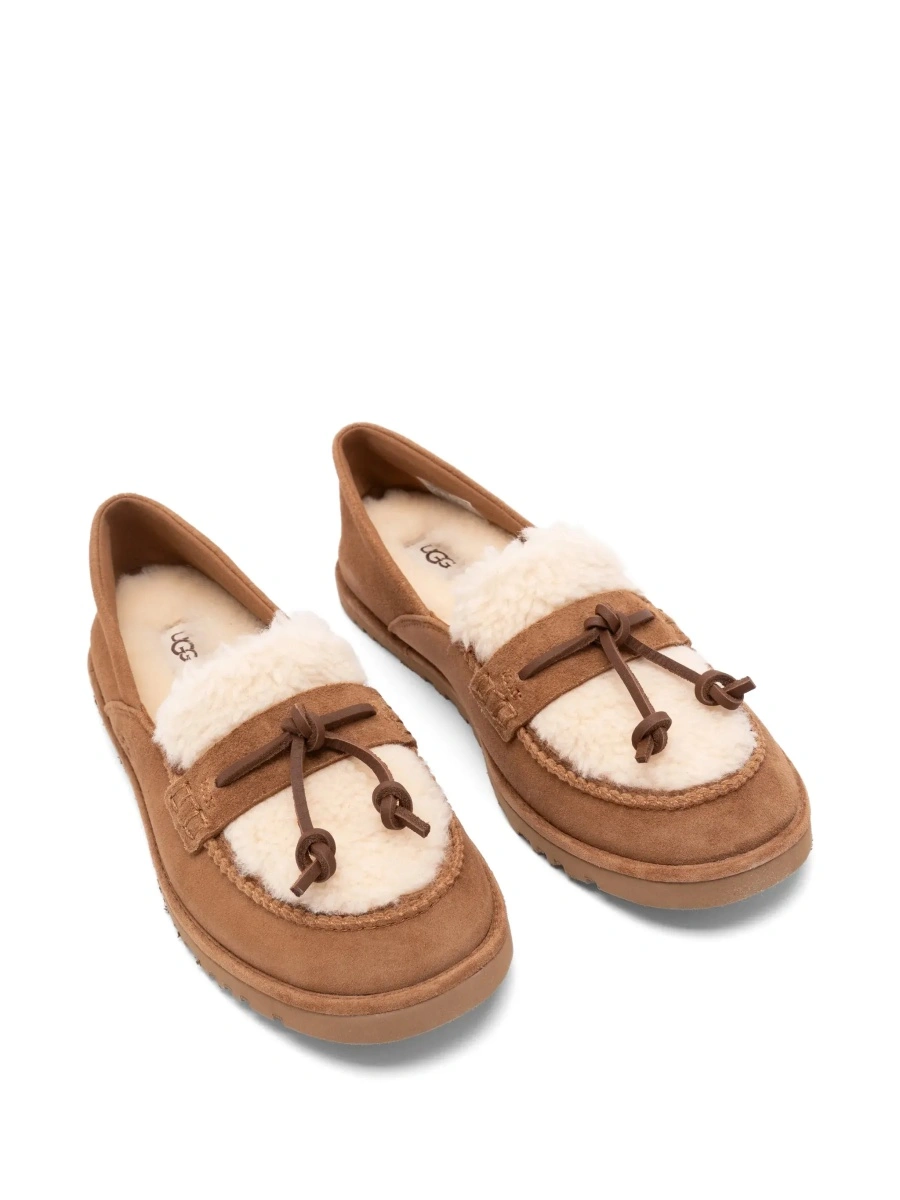 Mocasini 'Zora' Brown Loafers with fur details and front strap in suede for women - Img 8