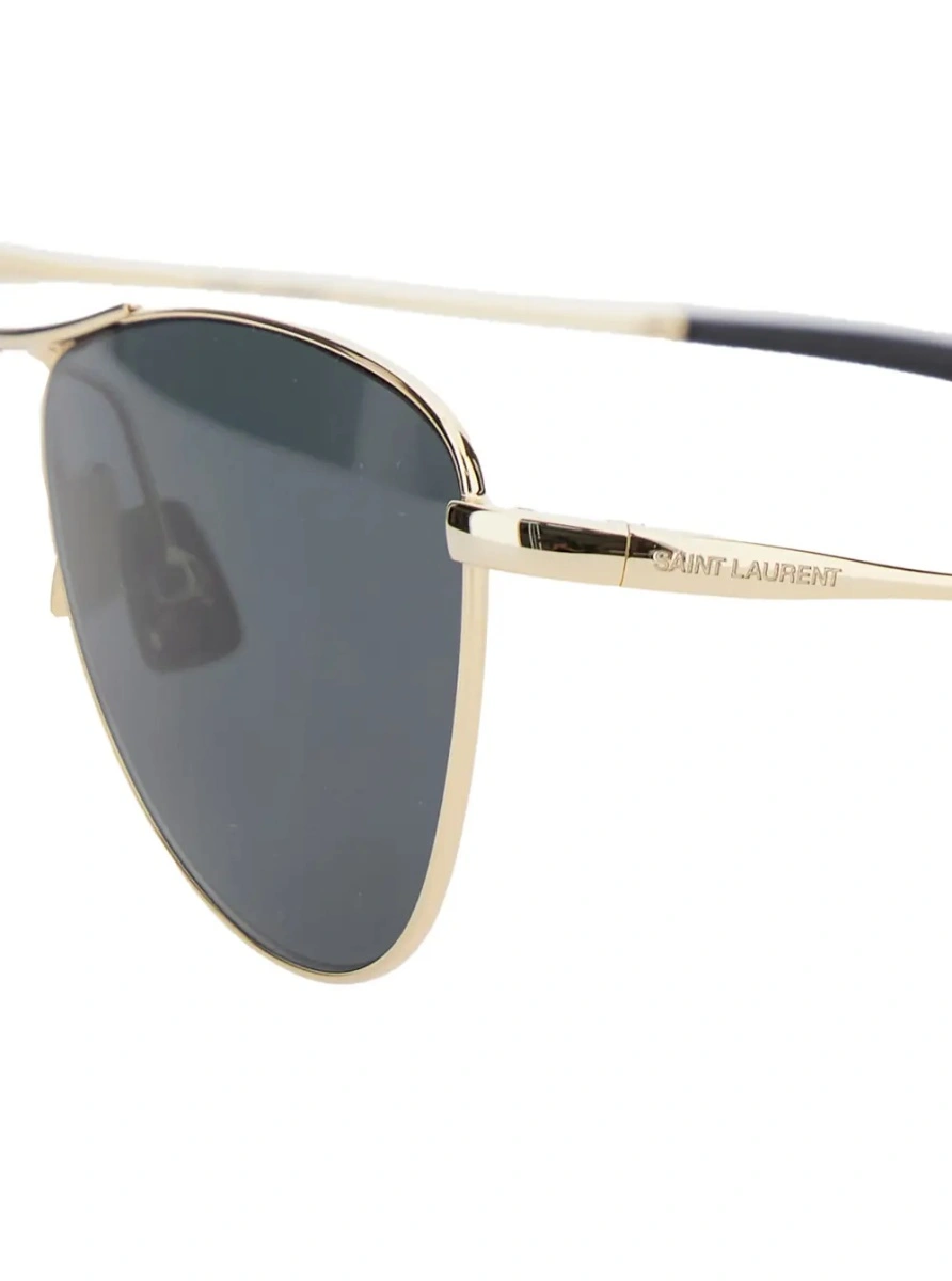 Ochelari de soare Saint Laurent aurii din metal - Img 3