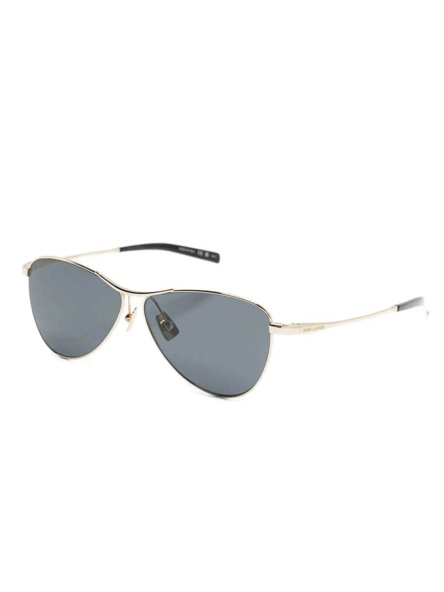 Ochelari de soare Saint Laurent aurii din metal - Img 5