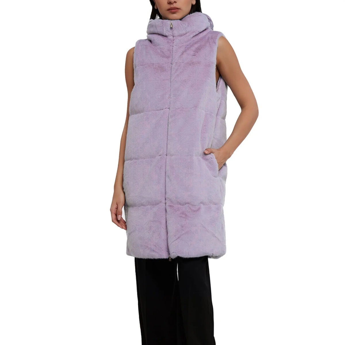 Paltoane HERNO Faux Fur Sleeveles Coat - Img 2