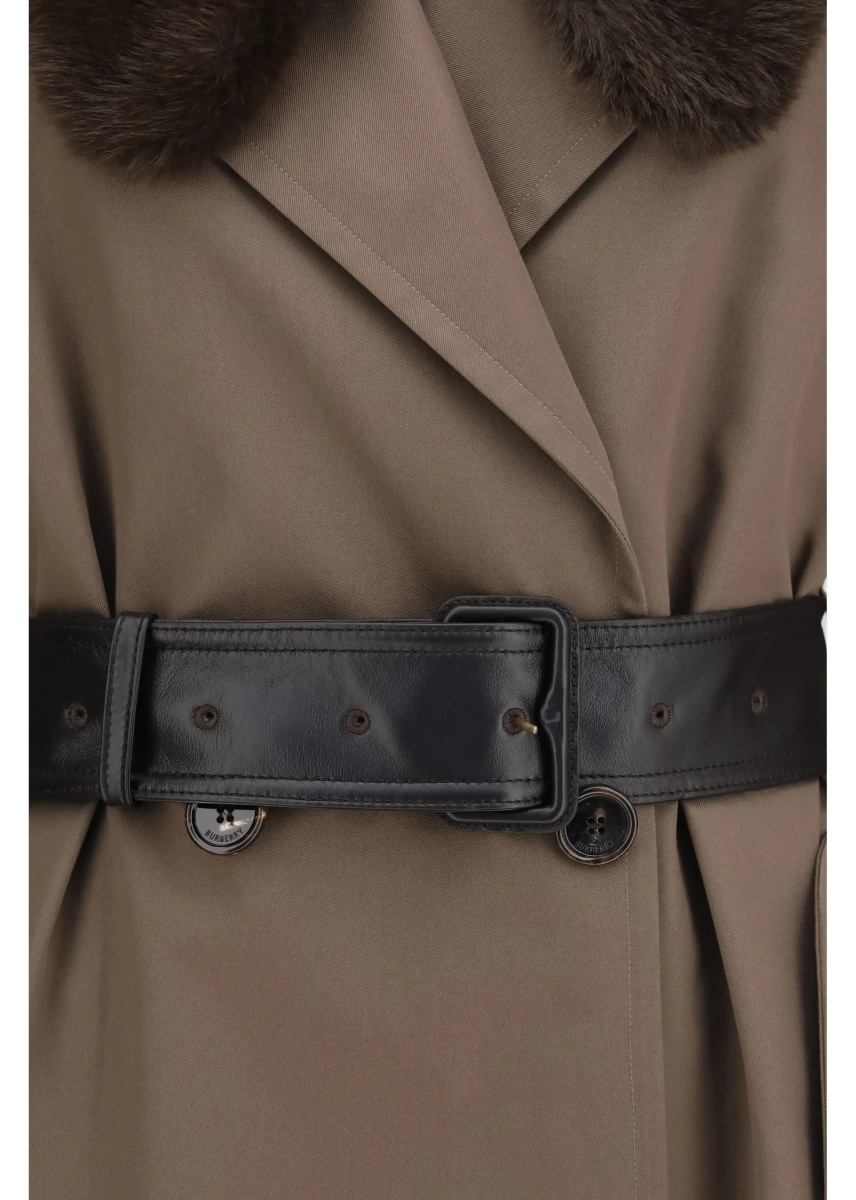 Paltoane Long cotton Trench Coat with buffalo leather collar - Img 3